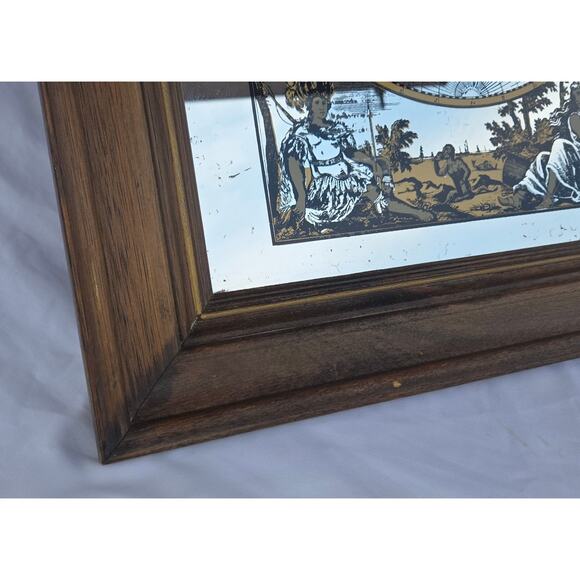 Vintage Frame Mirror Mappe Monde Du Globe World Map by Jan Barend Elwe 23 x 28 - Picture 6 of 16